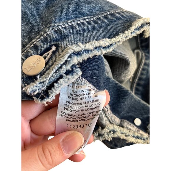 Lee Denim Overalls Crop Top Blue Jean Tank Top Women's Size S Shirt - Picture 3 of 4